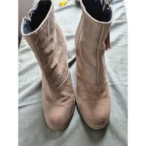 Dolce Vita Suede Ankle Booties Block Heel Zip Side‎ Women's Tan Size 7.5